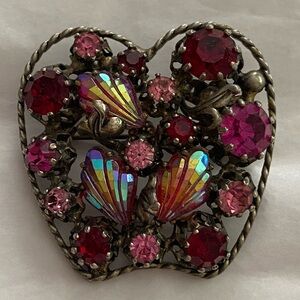 Vtg AB Purple Rhinestone Brooch Signed STAR Made in Austria